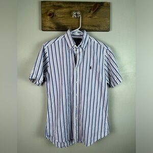 Ralph Lauren custom fit size small red white and blue vertical stripe shirt